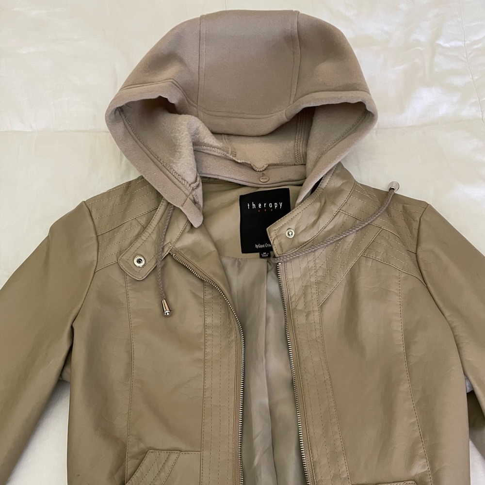 Faux Beige Leather Jacket. Medium